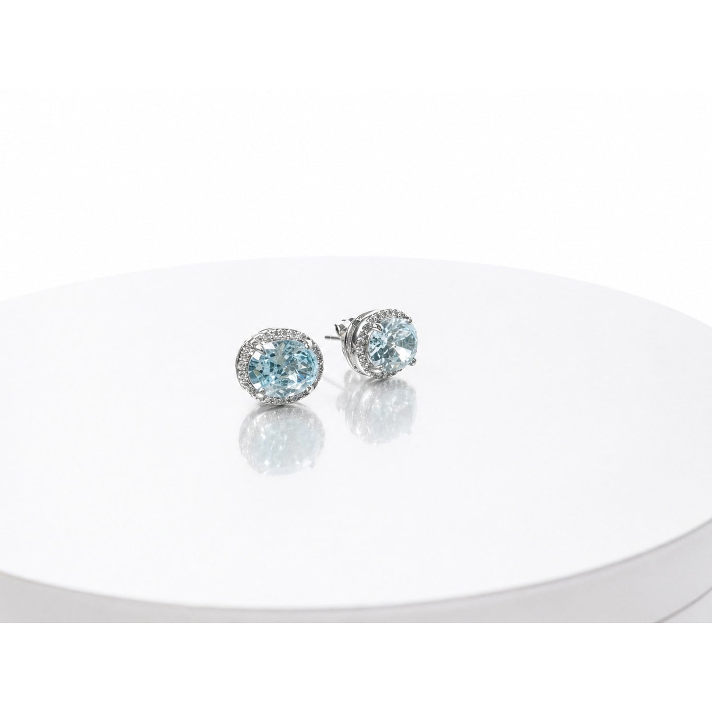 Ring Bomb Party Oval Blue Topaz Earrings Lab Created Halo