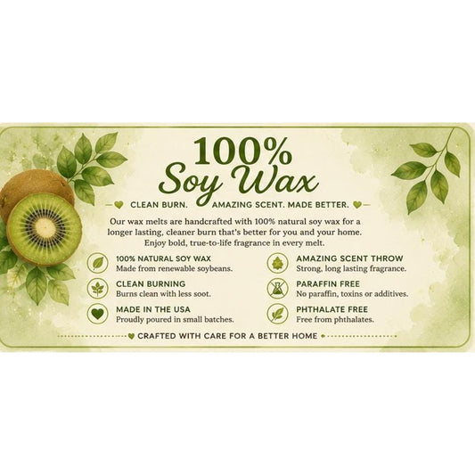 Kiwi Soy Wax Melts | Fresh Kiwi Scent | 100% Soy Wax | Highly Scented Wax Tarts | Fruity Wax Melts | Phthalate Free | 2.5 oz Clamshell