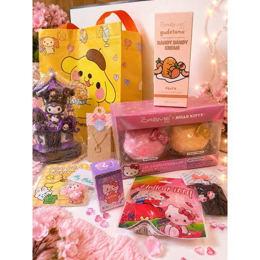 XL 10 Piece Sanrio Character Gift Bundle – Hello Kitty, My Melody, Kuromi, Pompompurin Gudetama