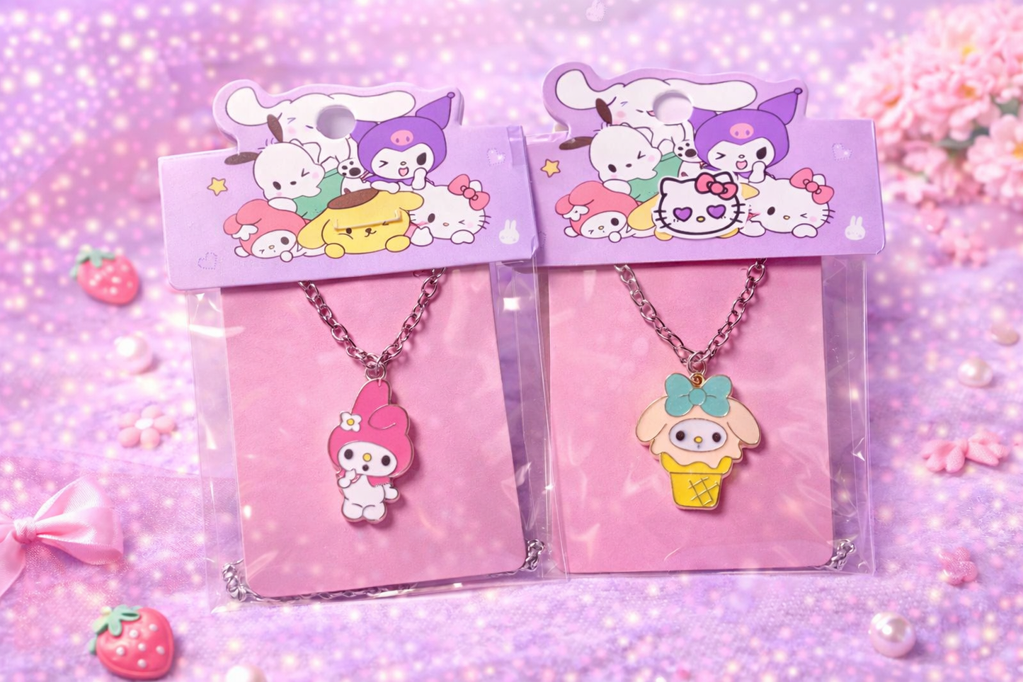 My Melody Necklace Set of 2, Kawaii Sanrio Inspired Jewelry