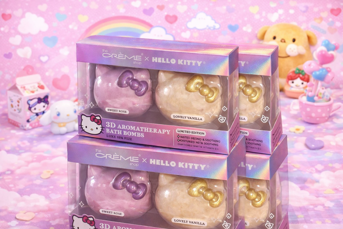 Hello Kitty x The Creme Shop Bath Bomb Duo Set – Vanilla & Rose | Licensed K-Beauty