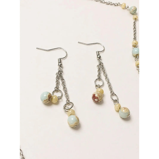 Impression Jasper Jewelry Set | Sea Sediment Style Necklace, Bracelet & Earrings