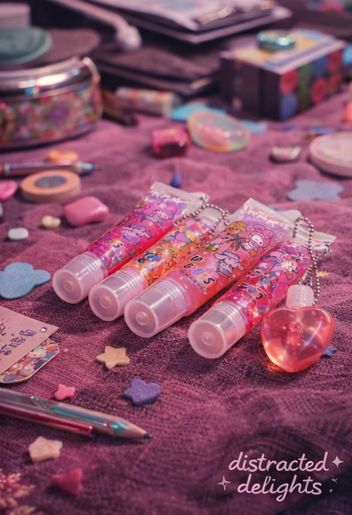 Hello Kitty Inspired Portable Lip Gloss WITH Refillable Heart Applicator