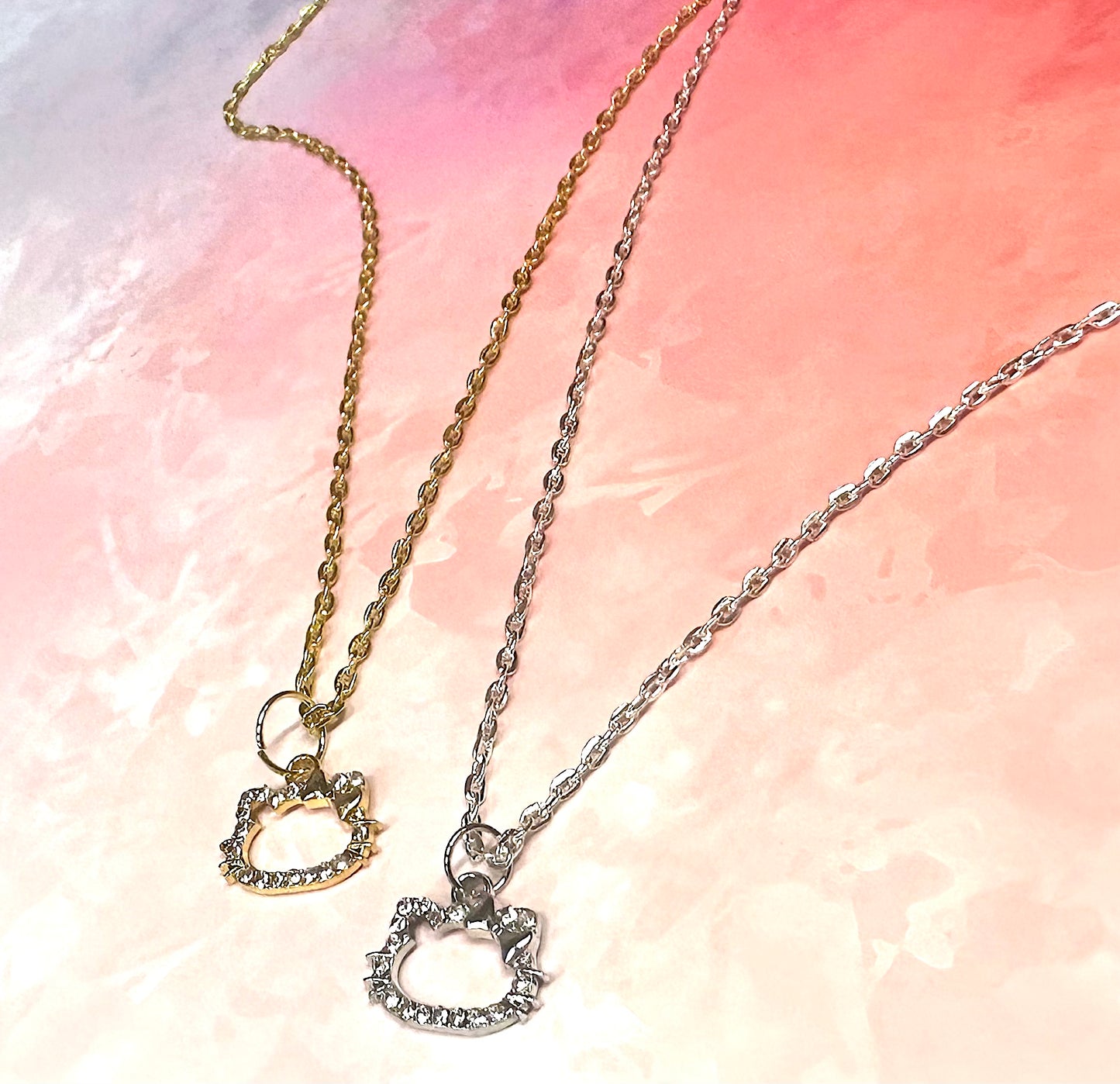 Hello Kitty Inspired Bling Rhinestone Pendant Necklace