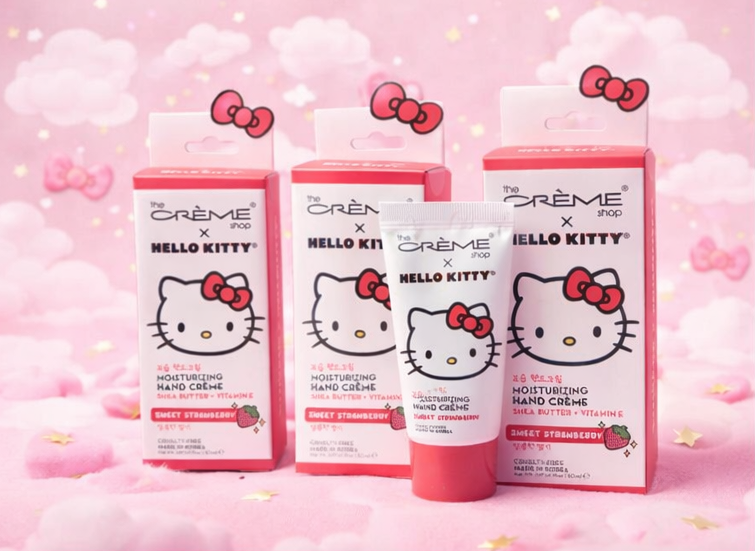 Hello Kitty x The Crème Shop Hand Cream Bundle – 3 Piece Kawaii Lotion Set (My Melody, Chococat, Peach)