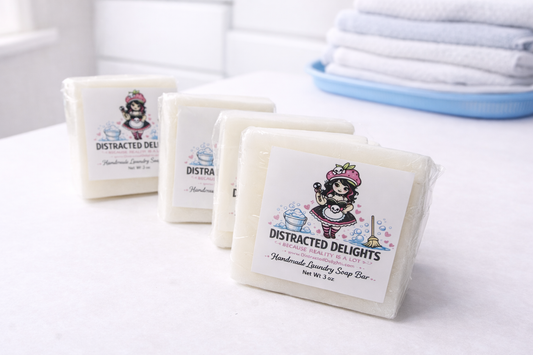 Close-up of a handmade laundry soap bar showing smooth texture and clean finish
