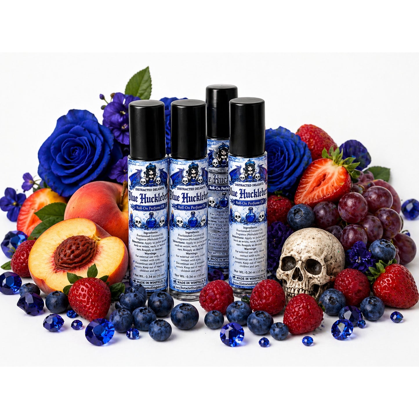 Blue Huckleberry Roll On Perfume Oil 10mL Fruity Scent Peach Strawberry Berry