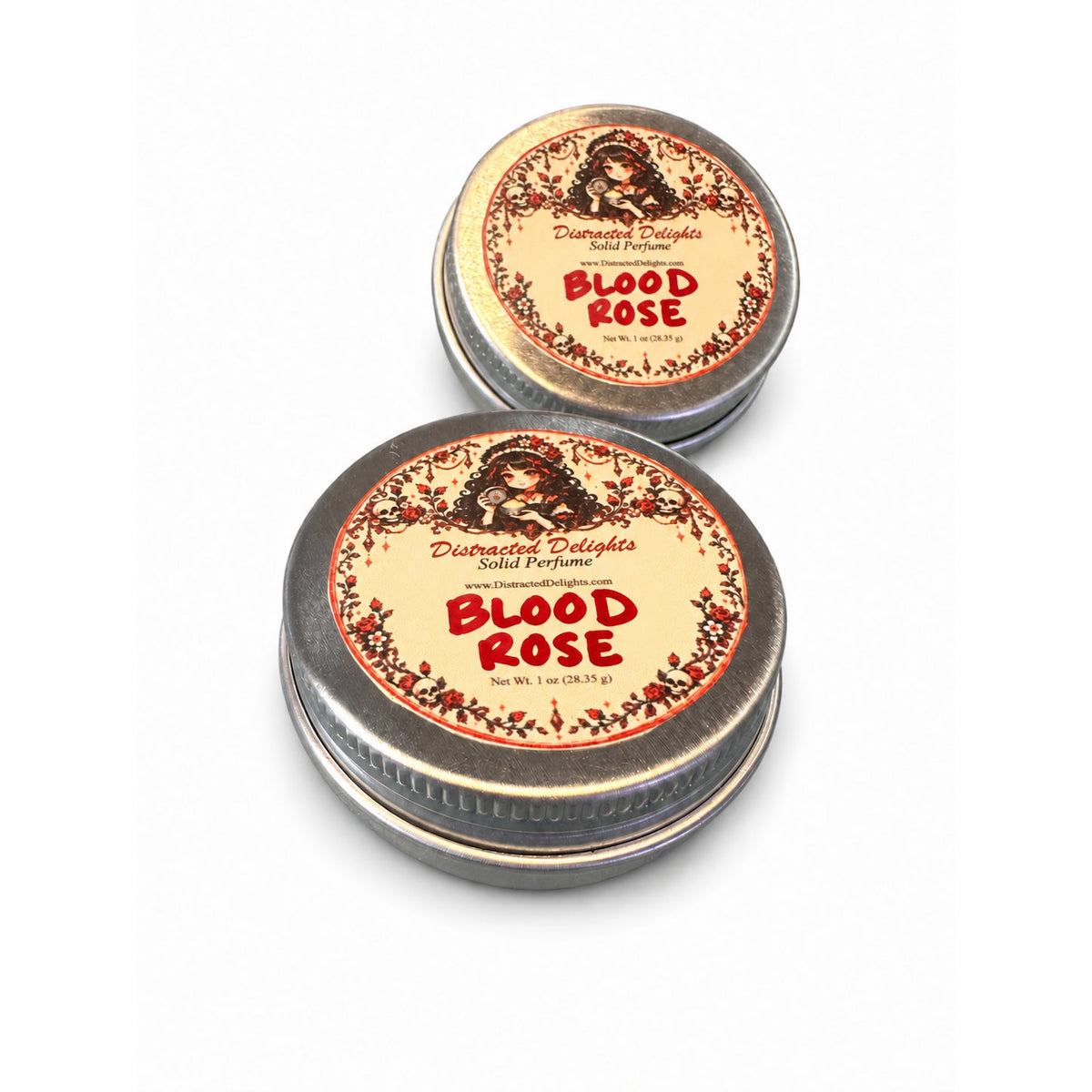 Blood Rose Solid Perfume, Burgundy Rose & Wine Fragrance with Musk and Apple Wood, .5 oz Travel Tin, Handmade Perfume Gift