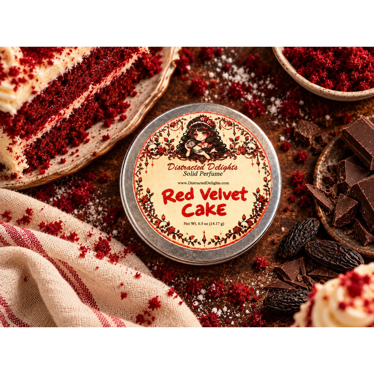 Red Velvet Cake Solid Perfume | Cream Cheese Icing, Chocolate & Tonka Bean | Gourmand Fragrance