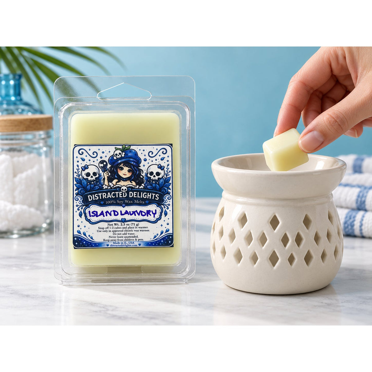 Lot of 3-Island Laundry-Fabric Softener Scent Soy Wax Clamshells Home Fragrance
