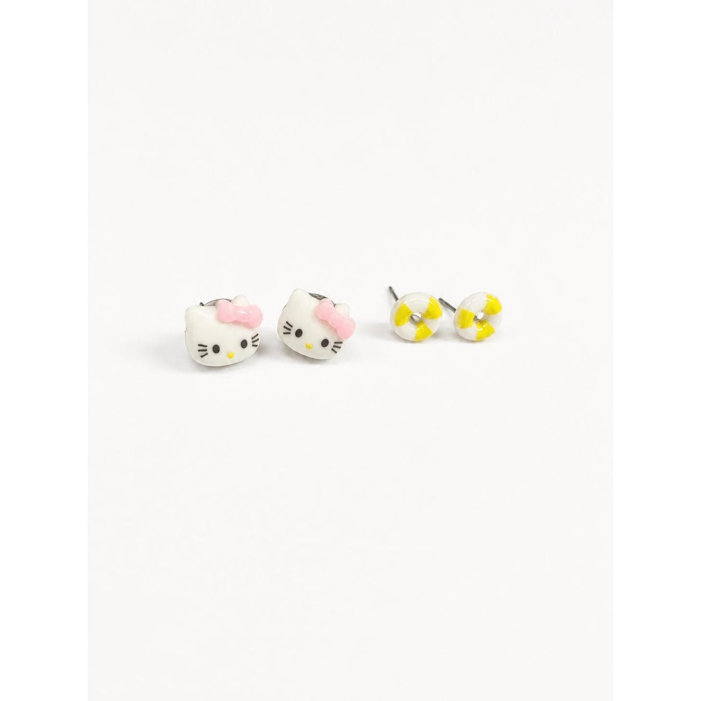 Hello Kitty Summer Stud Earrings Set | Hello Kitty Face & Life Preserver Stud Earrings | Cute Kawaii Earrings 2 Pair Set