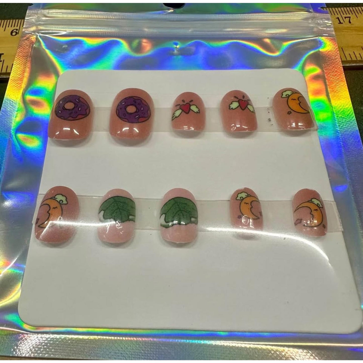 Whimsical Sport Length Press Glue On Nail Set