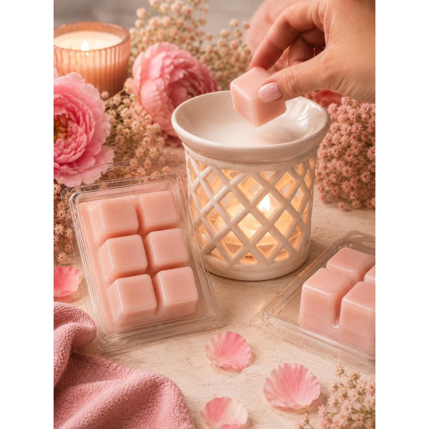 Peony Wax Melts | Blushing Peony & Fruit Soy Wax Melts | Floral Wax Tarts | Rose Scented Home Fragrance | Wax Warmer Melts