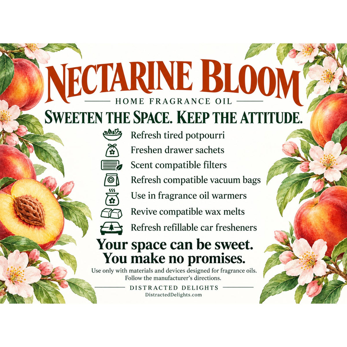 Nectarine Bloom Home Fragrance Oil, Citrus Floral Scent, 1 oz Dropper