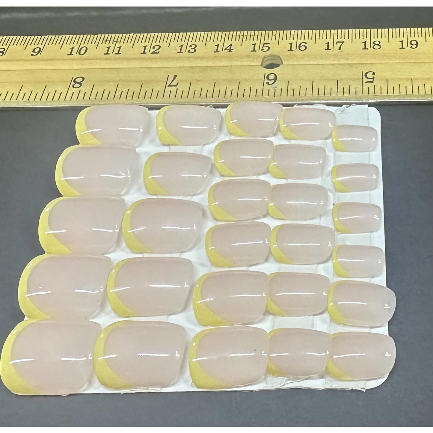 Hand Crafted Yellow FRENCH Tip Press Glue On Nails Set of 24!