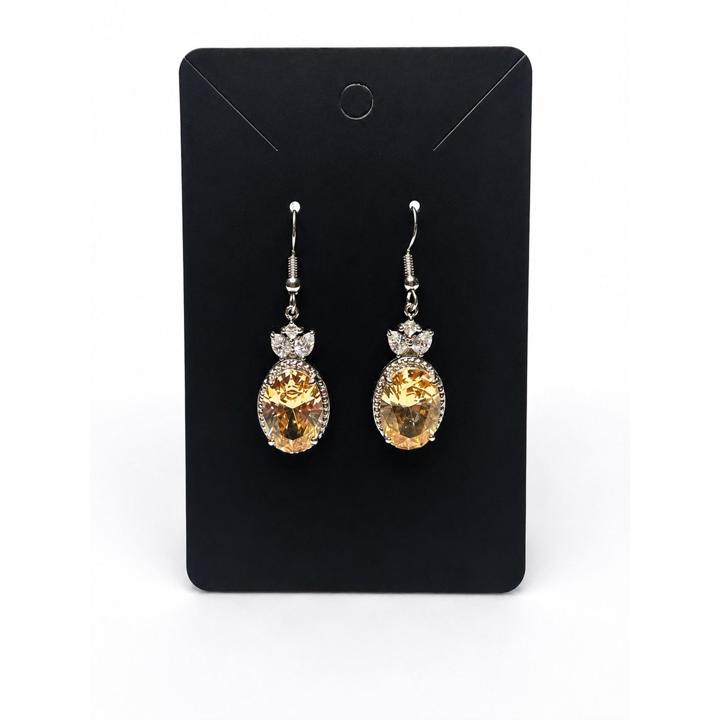 Bomb Party Lab Created Morganite & White Topaz Oval Dangle Earrings