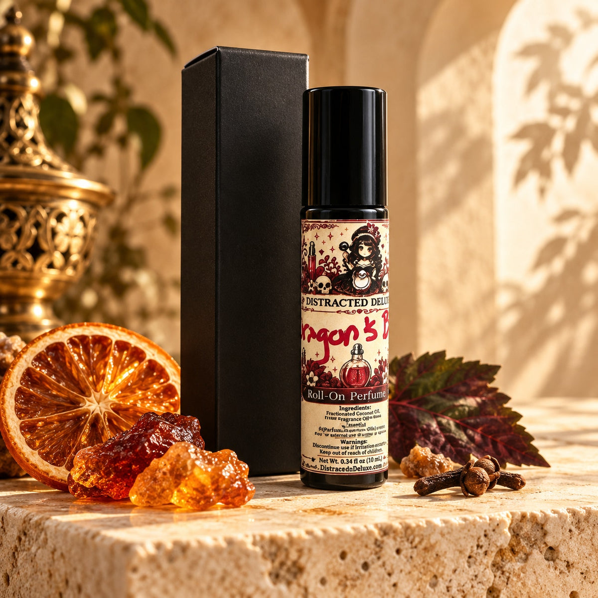 Dragon’s Blood Roll-On Perfume Goth Fragrance Warm Resin Incense Amber Patchouli