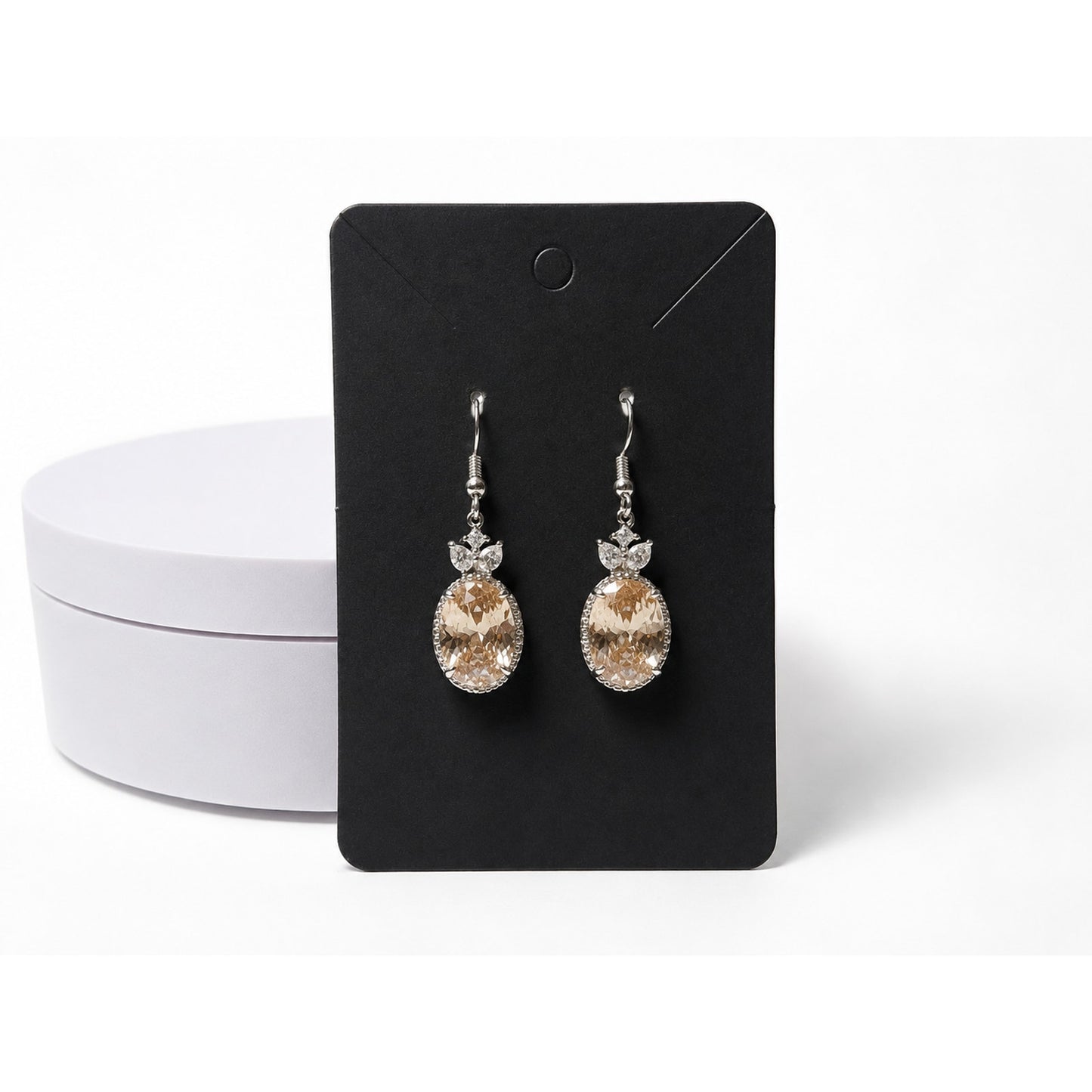 Bomb Party Lab Created Morganite & White Topaz Oval Dangle Earrings