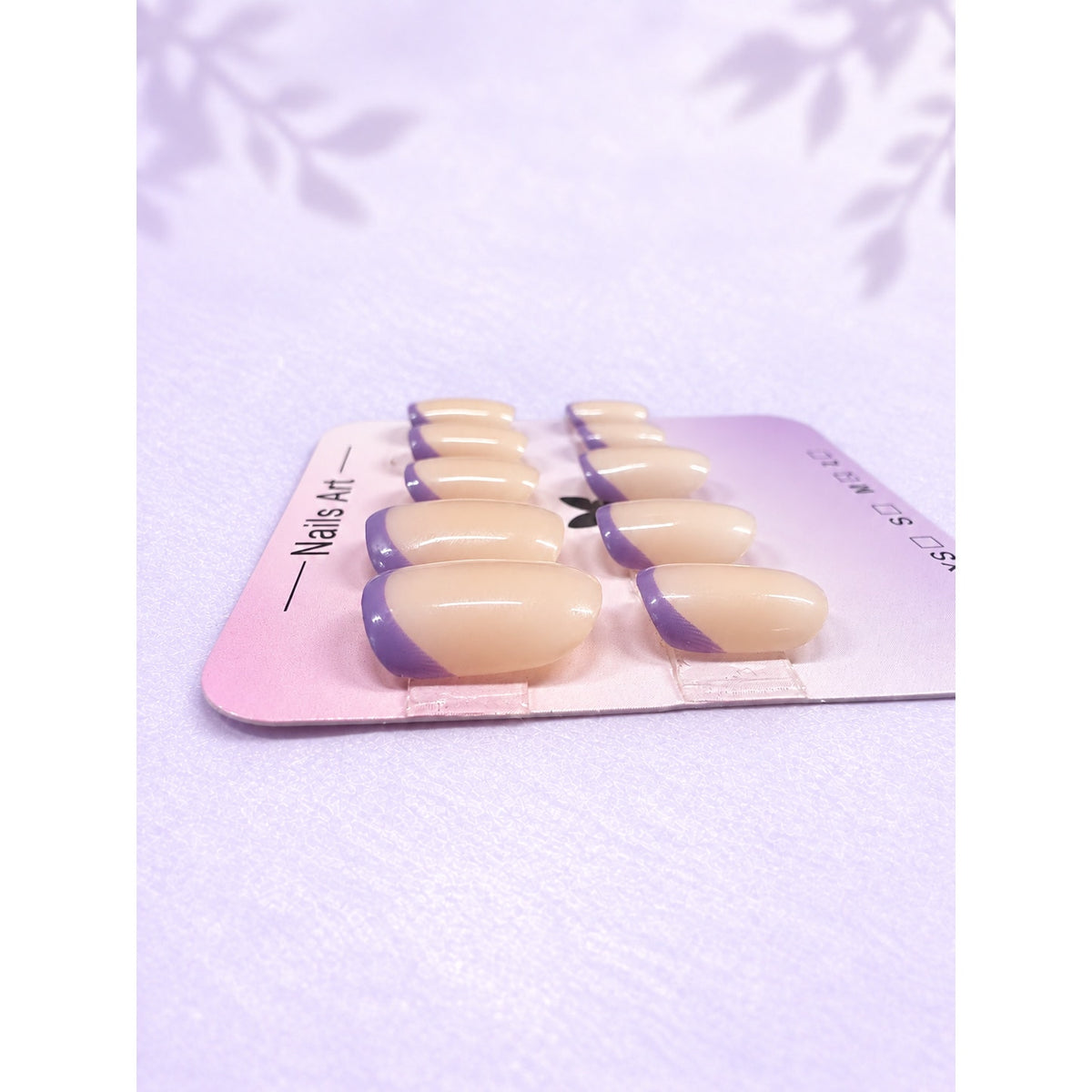 Purple French Manicure Sport Length Squoval Nail Set-Medium