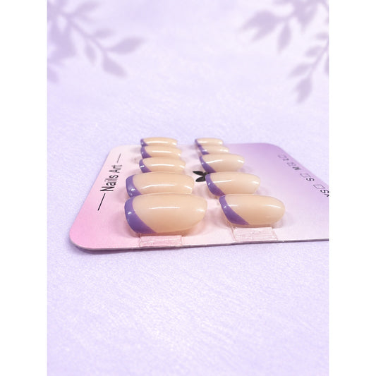 Purple French Manicure Sport Length Squoval Nail Set-Medium