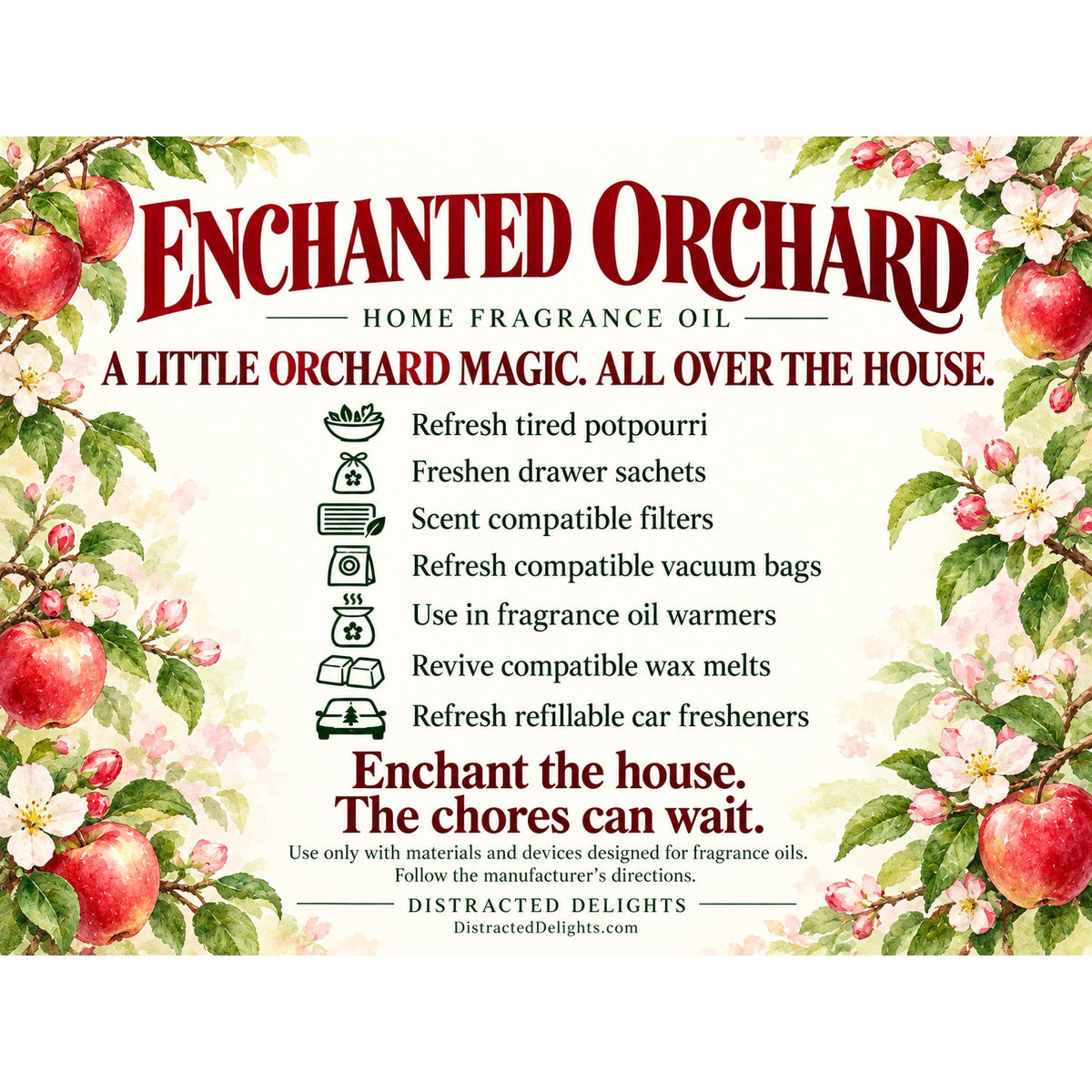 Enchanted Orchard Home Fragrance Oil, Apple Floral Vanilla Scent, 1 oz
