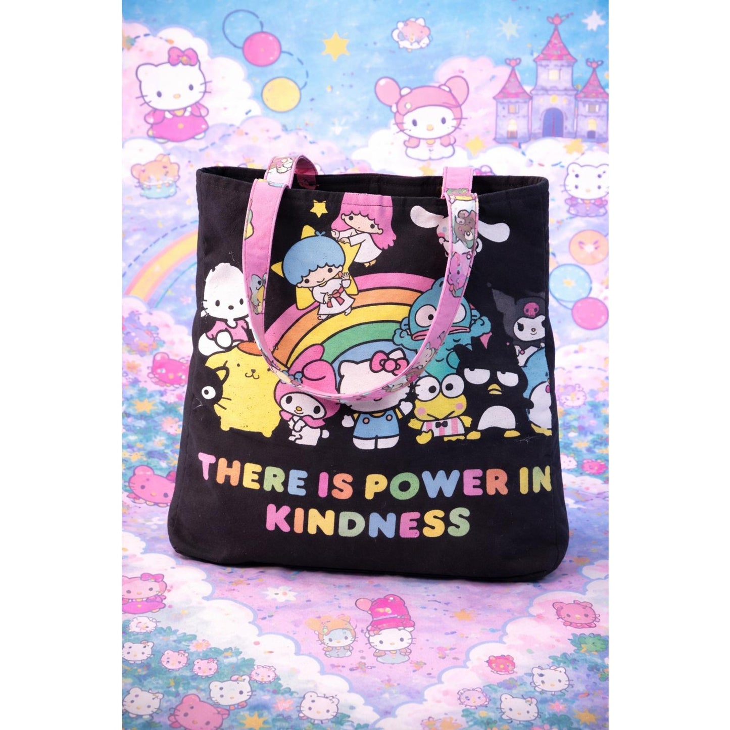 Upcycled Hello Kitty Tote Bag, Handmade Sanrio Shoulder Bag, Kawaii Reusable Tote, One of a Kind Cute Grocery Bag, Gift for Her