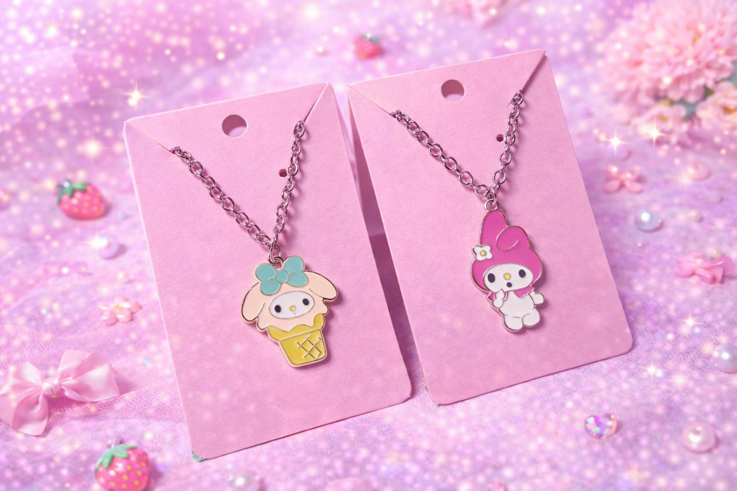 My Melody Necklace Set of 2, Kawaii Sanrio Inspired Jewelry
