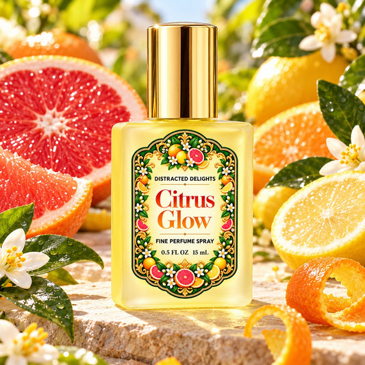 Citrus Glow Handmade Fruity Floral Fine Perfume with Grapefruit, Peach, Strawberry & Jasmine