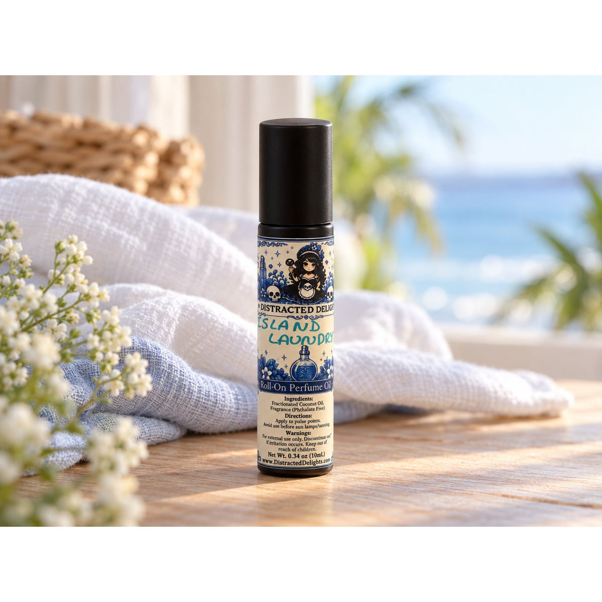 Island Laundry Roll On Perfume Oil, Fresh Clean Linen Scent, Handmade