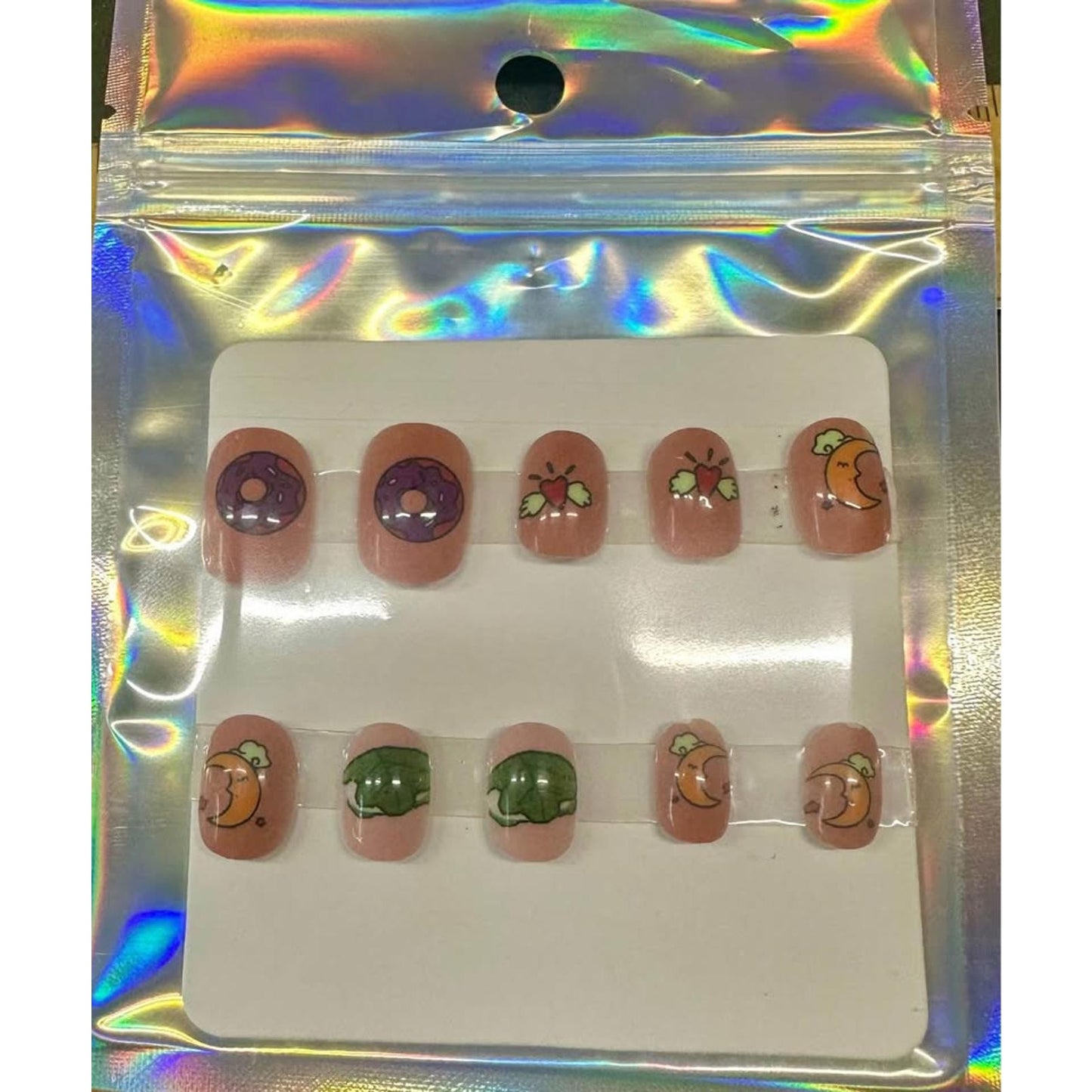 Whimsical Sport Length Press Glue On Nail Set