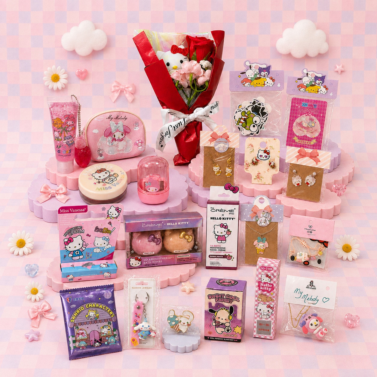 Giant 21-Piece Hello Kitty Kawaii Character Gift Bundle – Beauty, Jewelry & More