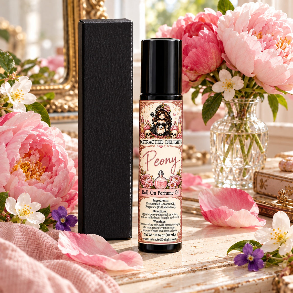 Peony Perfume Oil Roll On Floral Handmade Fragrance Gift 10ml