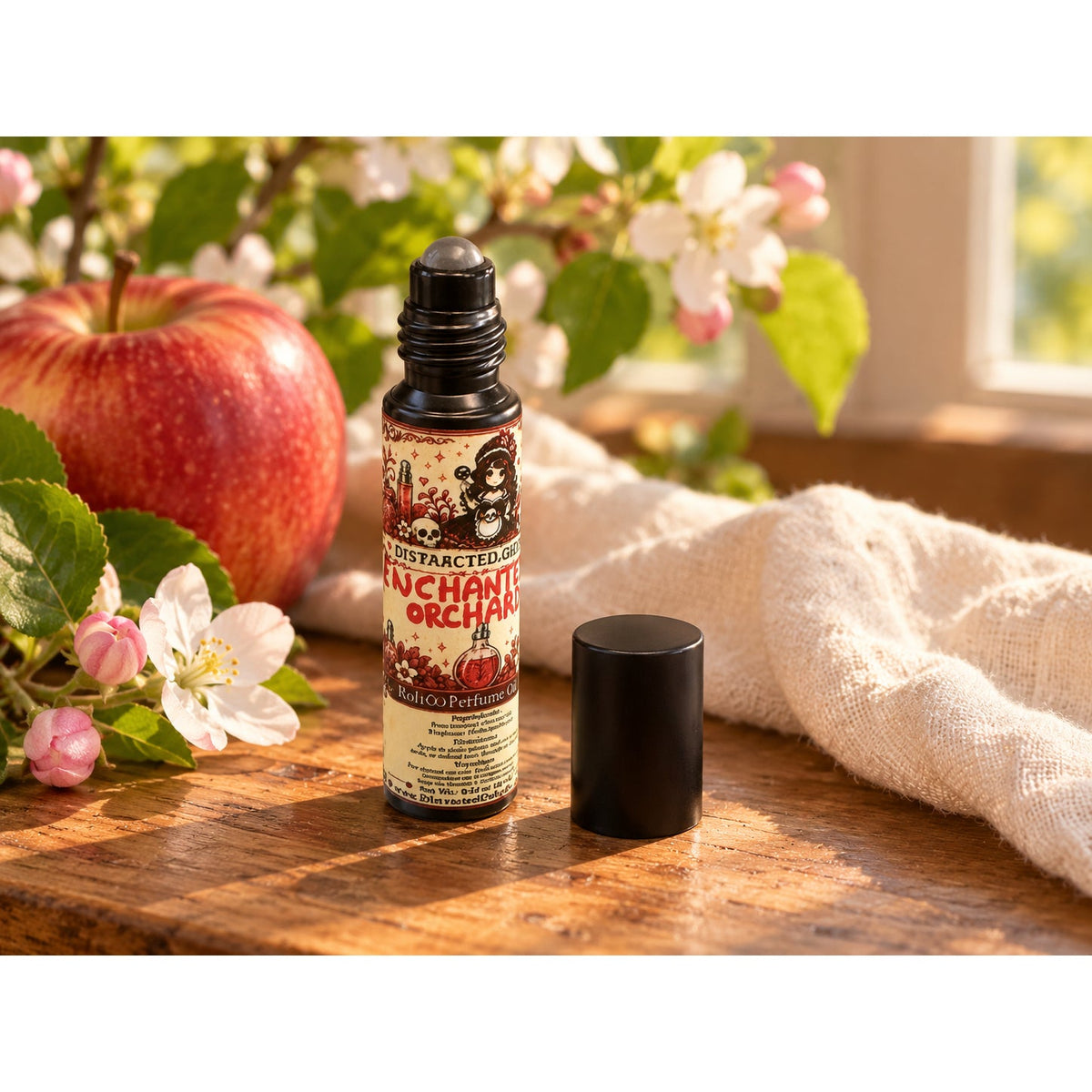 Enchanted Orchard Roll On Perfume Oil, Apple Floral Vanilla Scent, Handmade, 10 mL