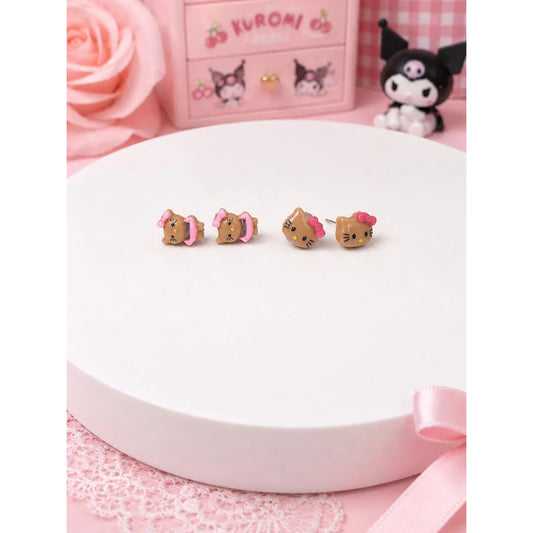 Tropical Hello Kitty Stud Earrings Set | Palm Tree & Tanned Hello Kitty Bikini