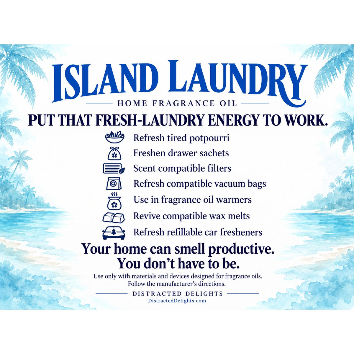 Island Laundry Home Fragrance Oil, Fresh Clean Linen Scent, 1 oz Dropper