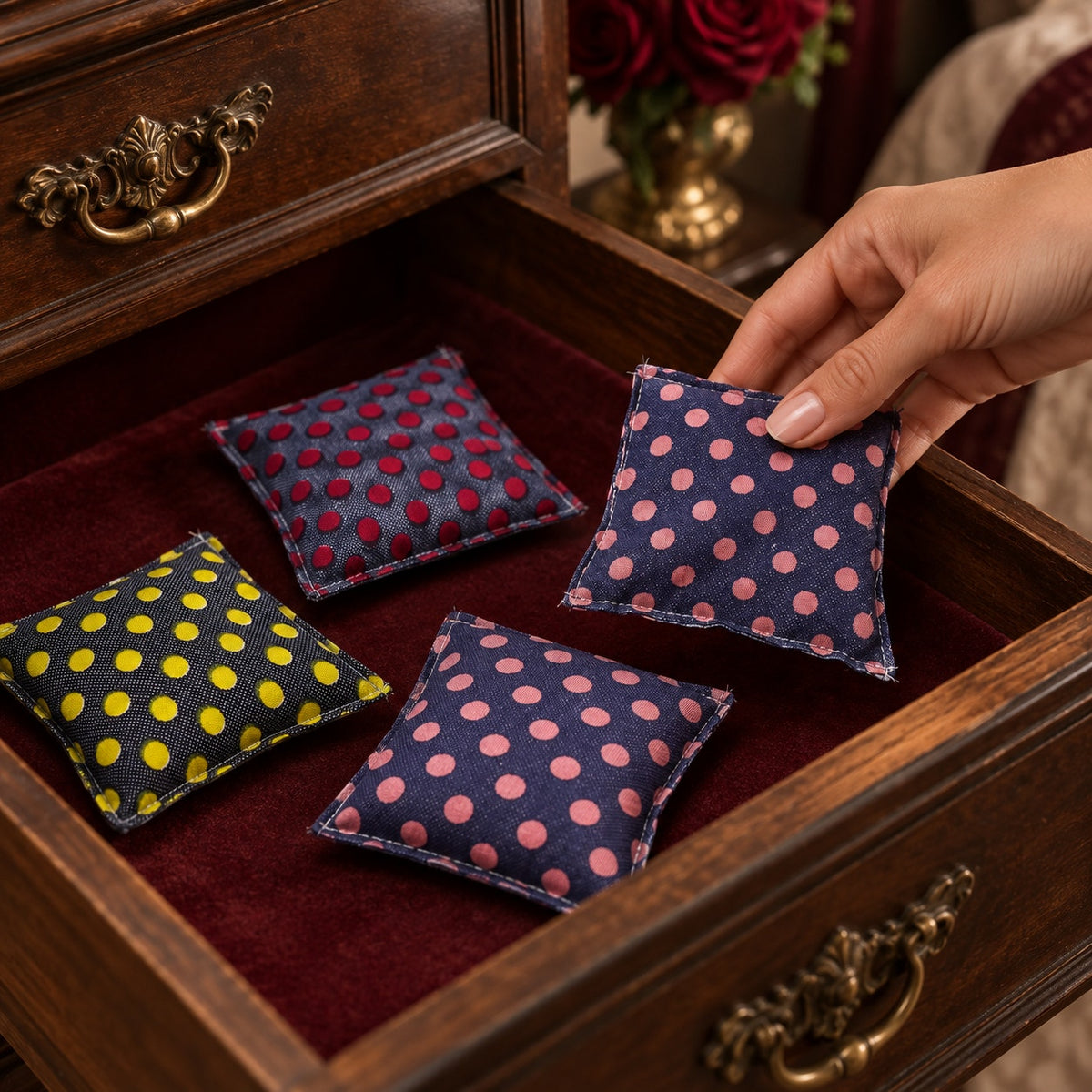 Blood Rose Scent Sachets Set of 4 Drawer & Closet Fresheners