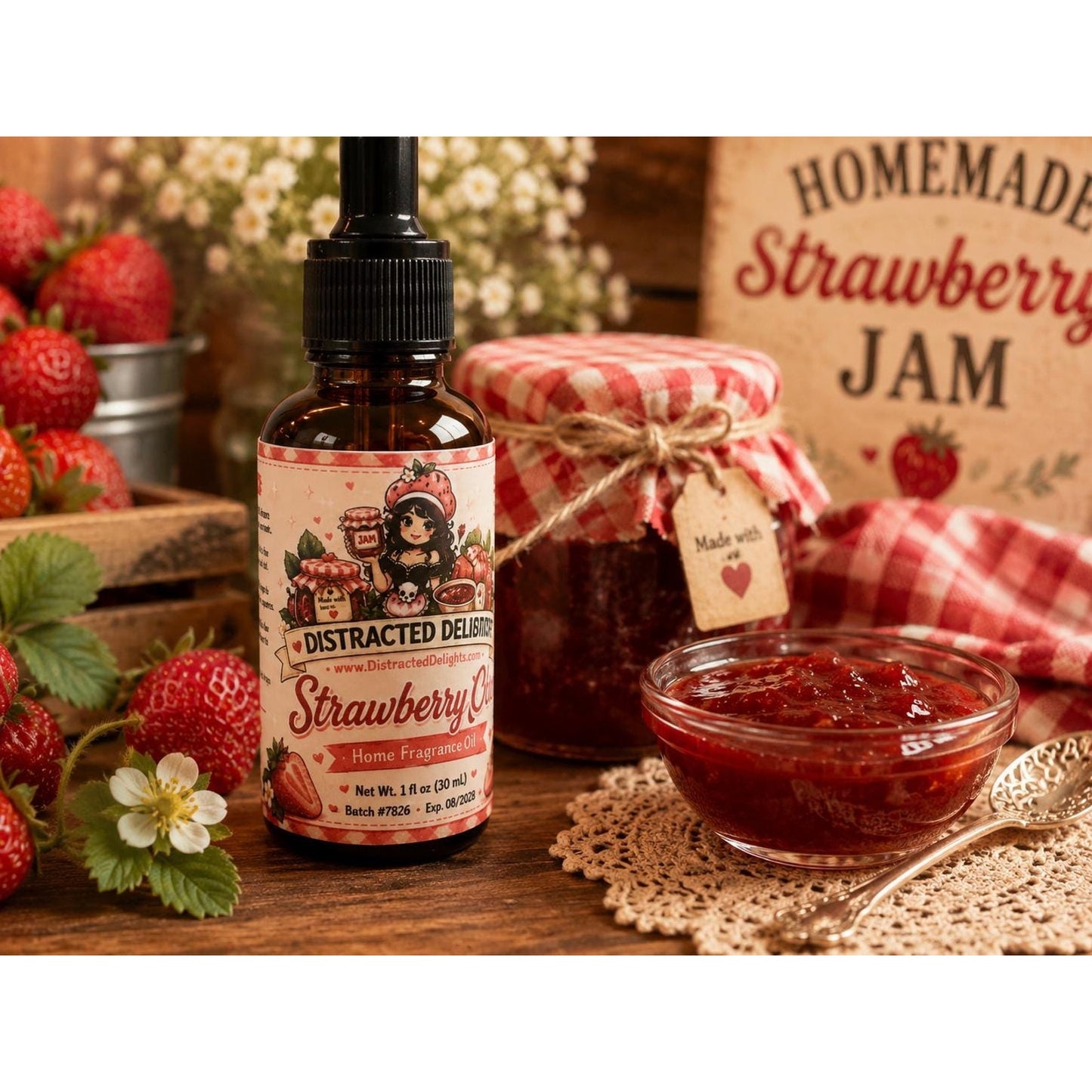 Strawberry Jam Home Fragrance Oil | Oil Warmer| Potpourri Refresher | Vacuum Filter Scent | Sweet Strawberry Vanilla Home Scent | 1 oz