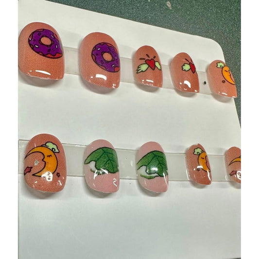 Whimsical Sport Length Press Glue On Nail Set