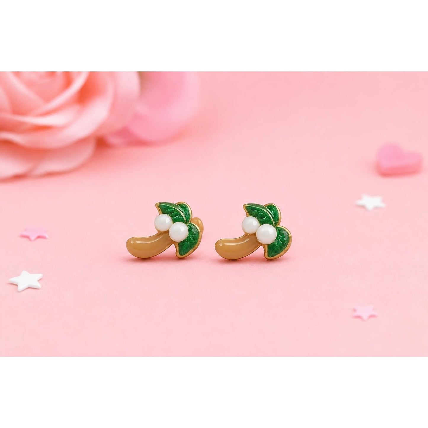 Hello Kitty Pink Dolphin & Palm Tree Stud Earrings Set, Cute Summer Resin Earrings, Beach Kitty Earrings, Tropical Jewelry Gift