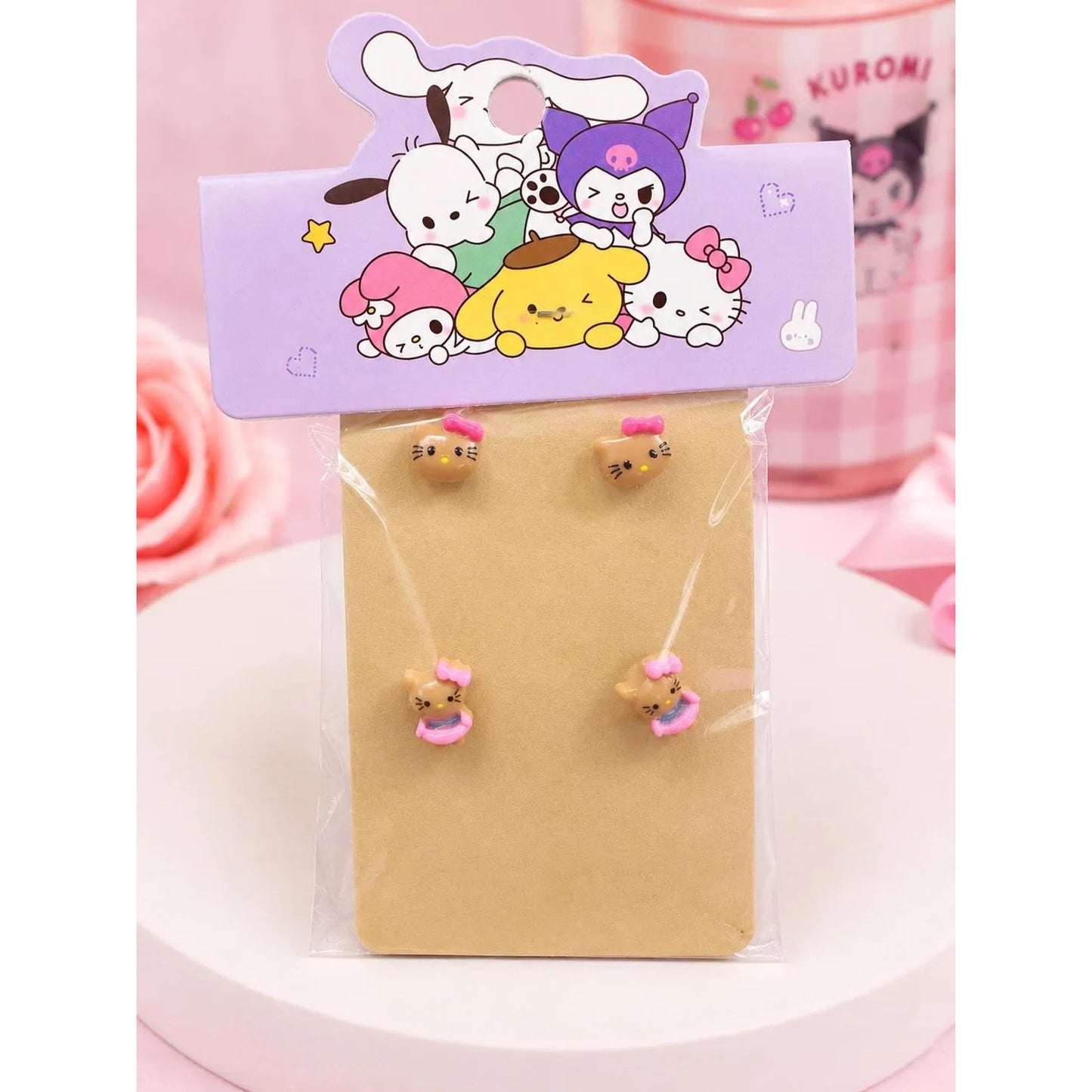 Tropical Hello Kitty Stud Earrings Set | Palm Tree & Tanned Hello Kitty Bikini