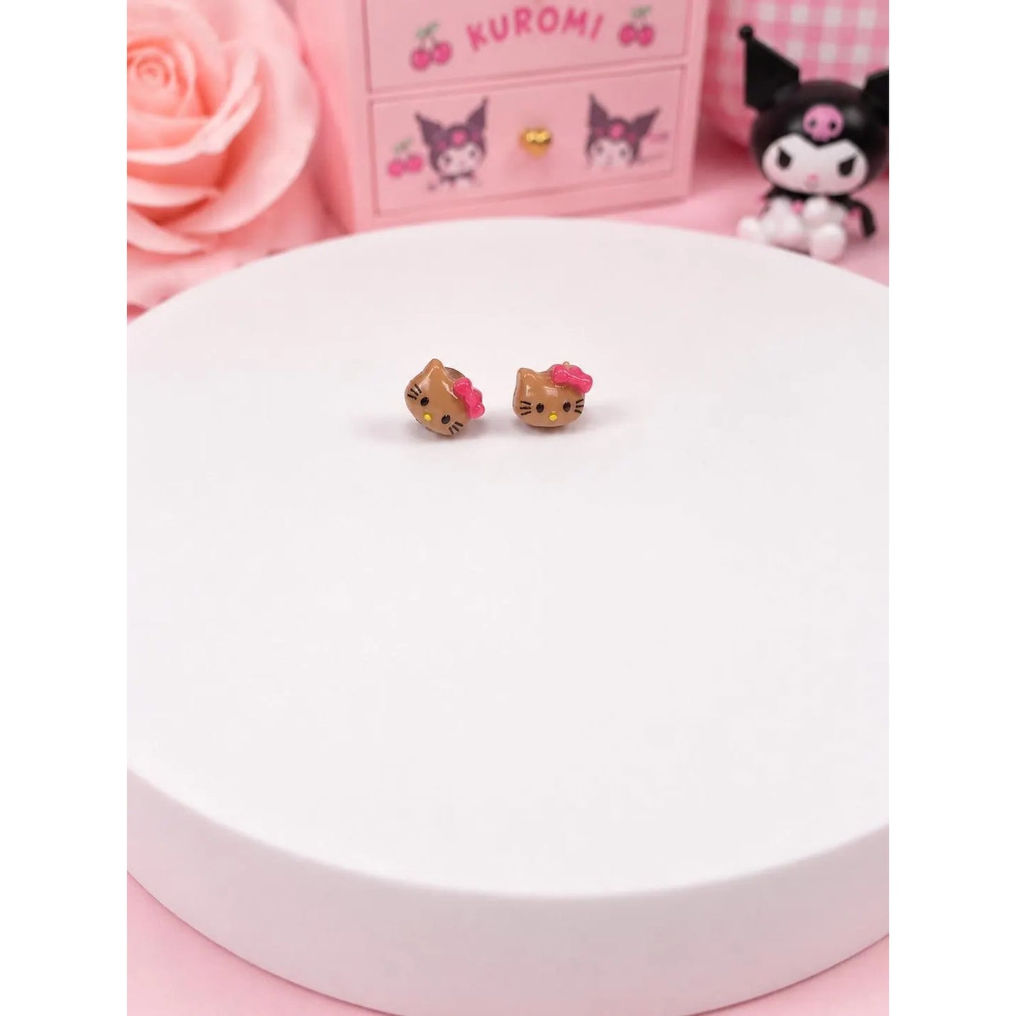 Tropical Hello Kitty Stud Earrings Set | Palm Tree & Tanned Hello Kitty Bikini