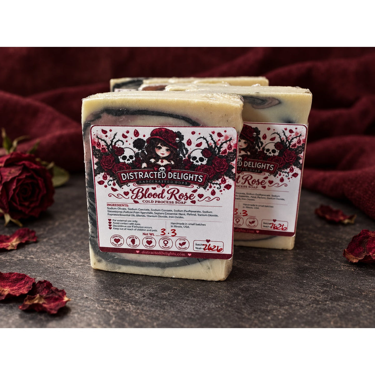 Blood Rose Soap Bar Handmade Cold Process Rose Wine Oud Gothic Gift 3.3 oz