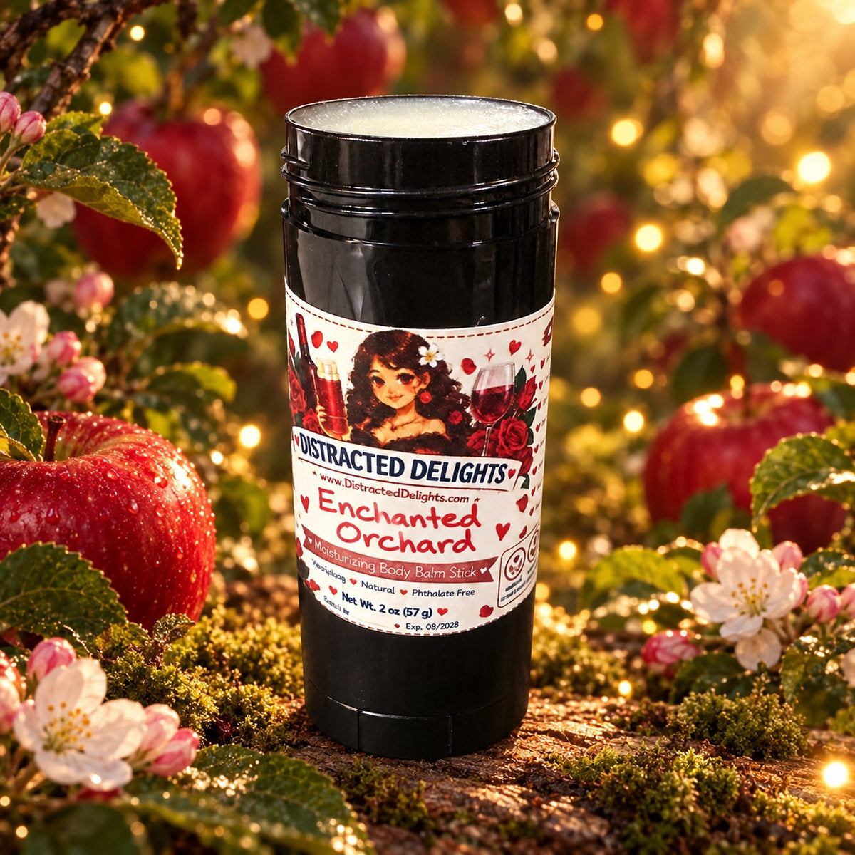 Enchanted Orchard Body Balm Stick | Apple, Floral & Vanilla Scent | Handmade Solid Lotion | 2 oz