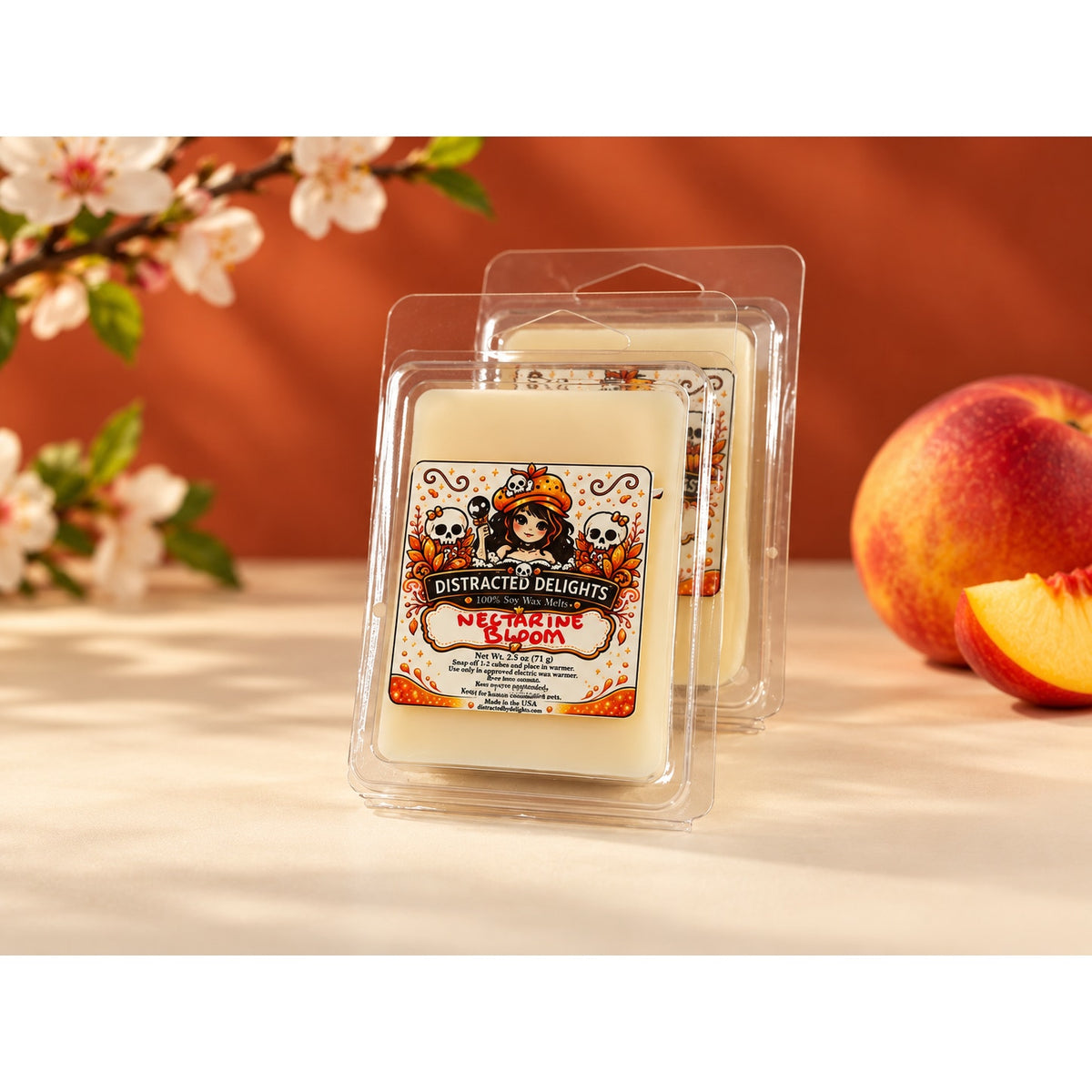 Nectarine Bloom Soy Wax Melts | Strong Citrus Floral Scent | 100% Soy Wax | 2.5 oz
