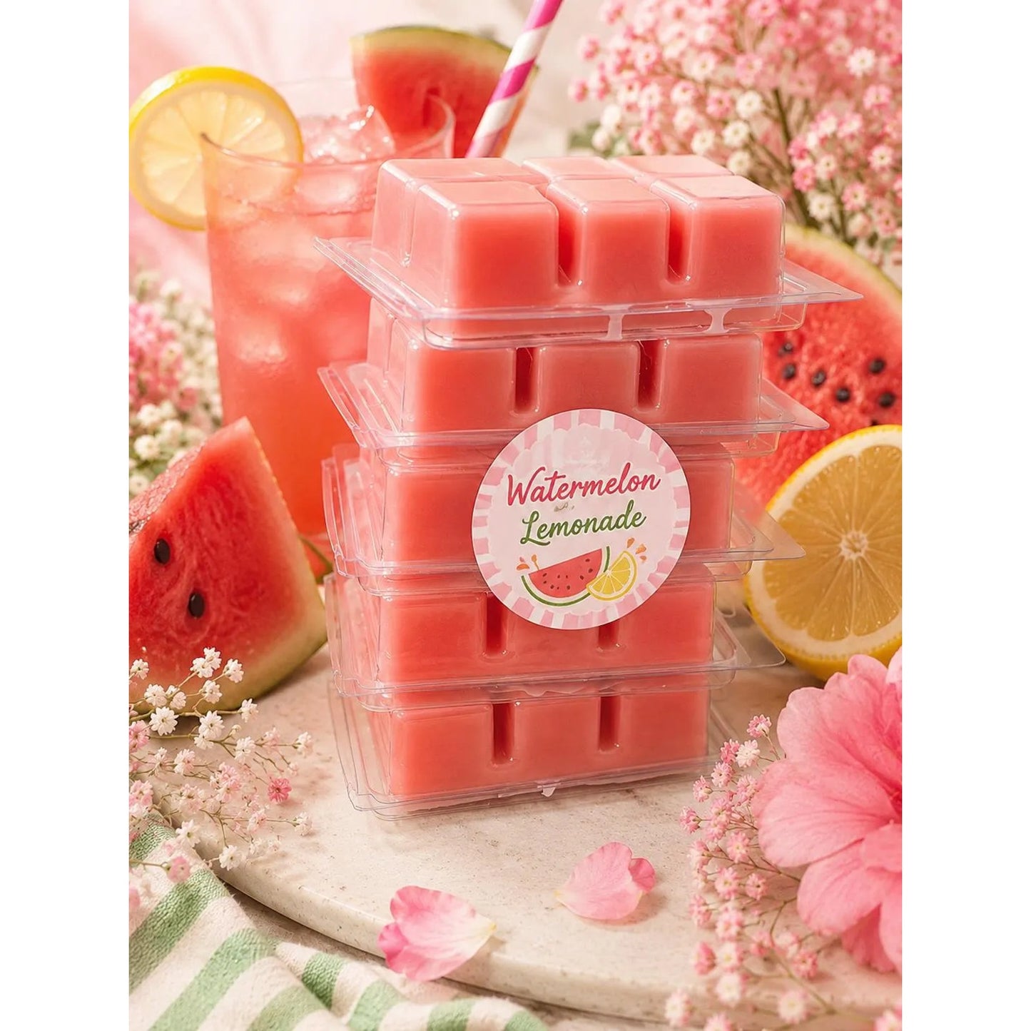 Watermelon Lemonade Soy Wax Melts | Fruity Summer Home Fragrance, Hand Poured