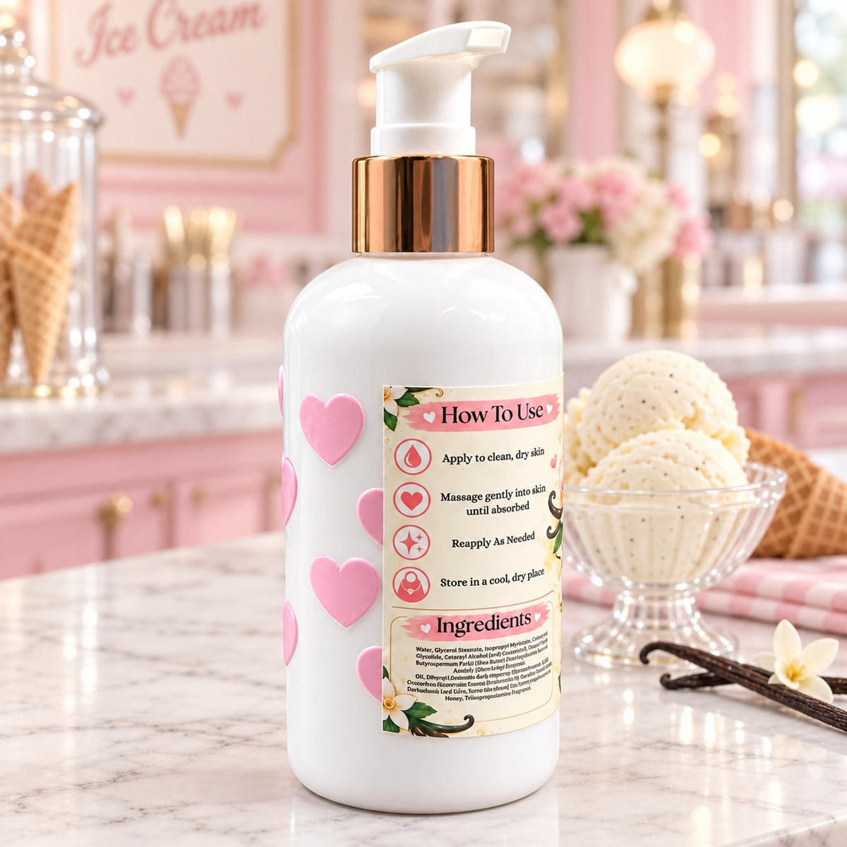 Gourmand Vanilla Ice Cream Paraben Free Goat Milk & Honey Lotion