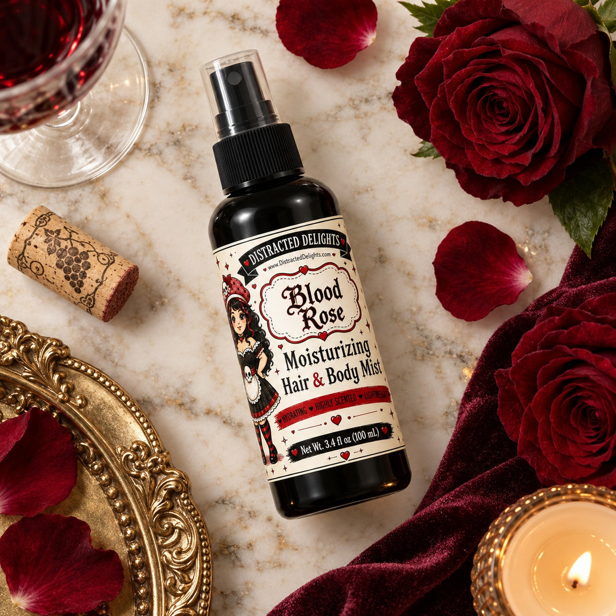 Blood Rose Moisturizing Hair & Body Mist Spray 3.4 oz Handmade