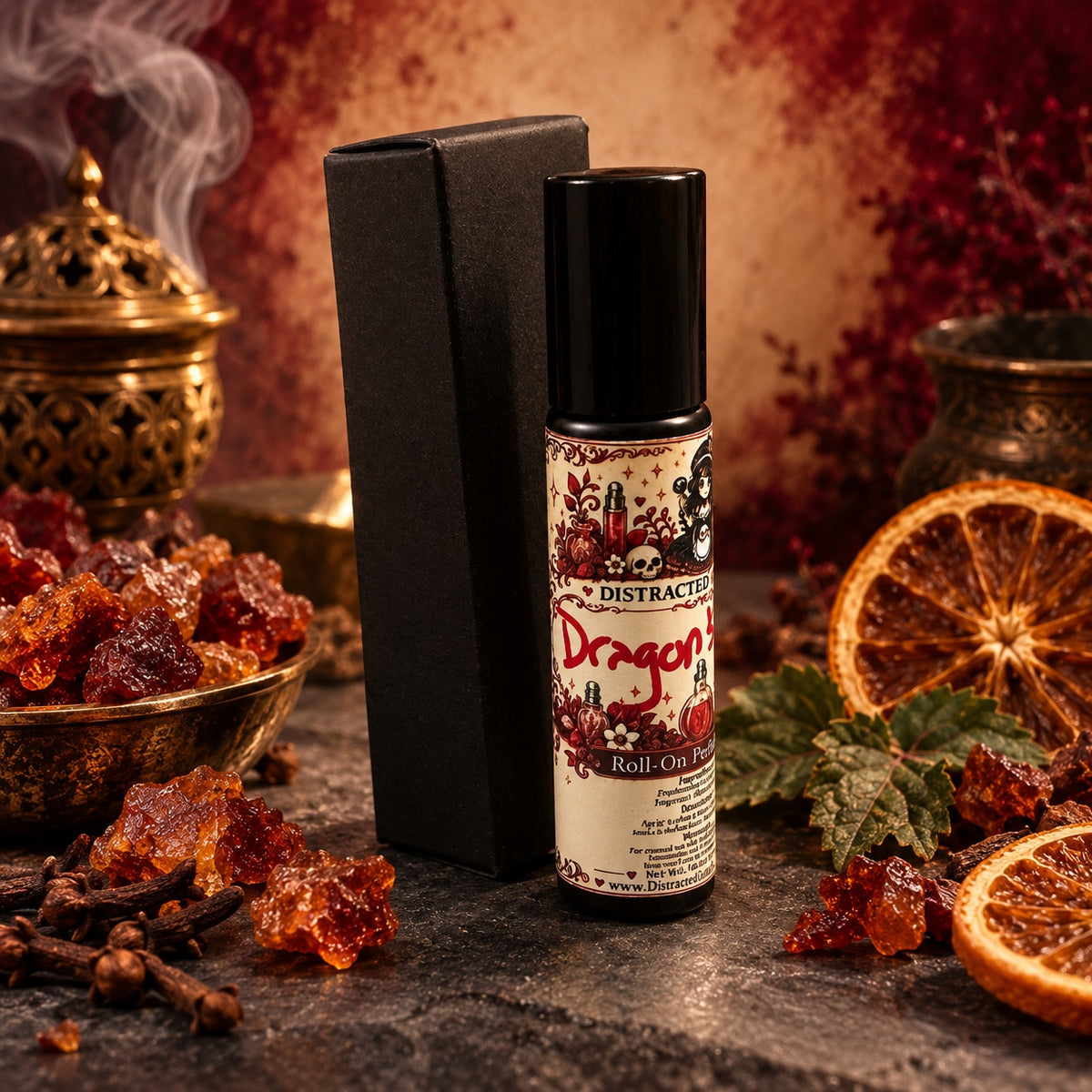 Dragon’s Blood Roll-On Perfume Goth Fragrance Warm Resin Incense Amber Patchouli