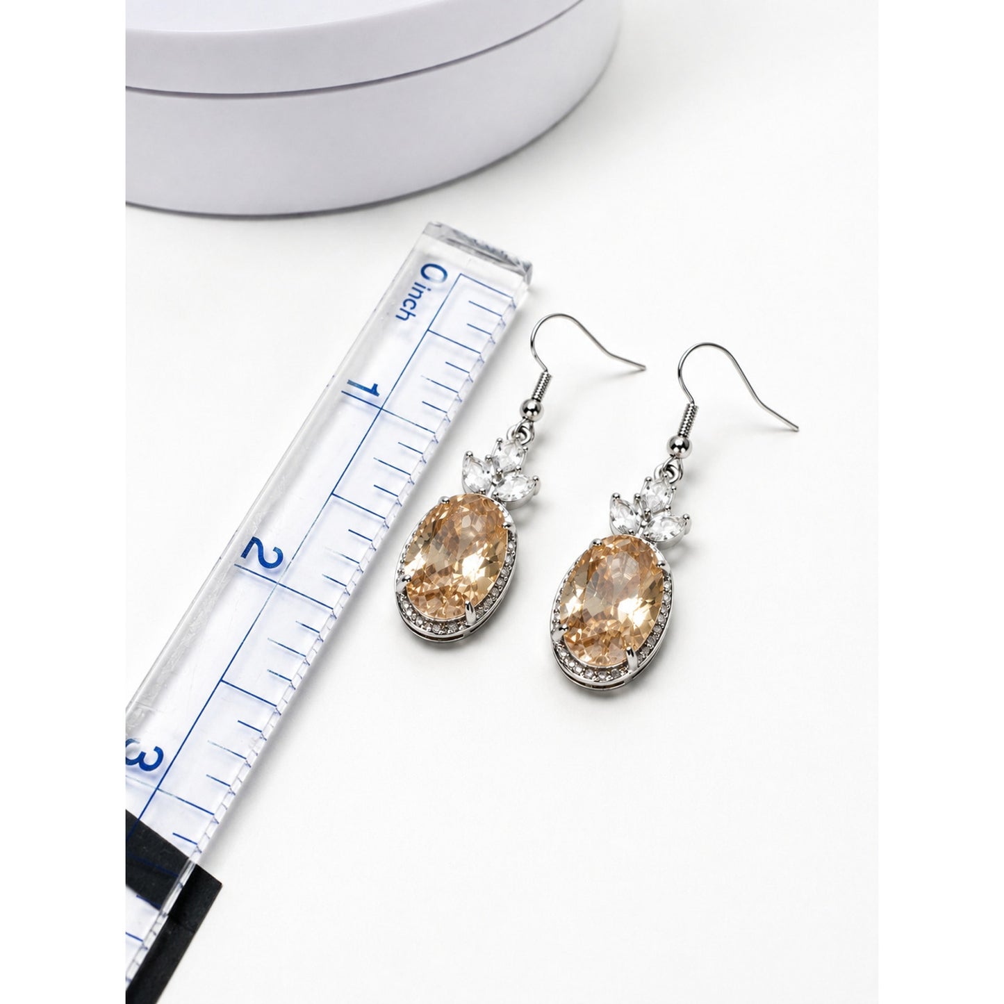 Bomb Party Lab Created Morganite & White Topaz Oval Dangle Earrings