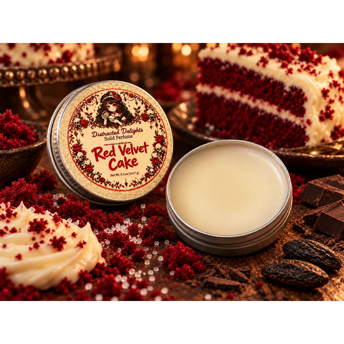 Red Velvet Cake Solid Perfume | Cream Cheese Icing, Chocolate & Tonka Bean | Gourmand Fragrance